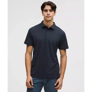 Lululemon Mens Navy Blue Polo Shirt Short Sleeve Lightweight Button-Up Collar